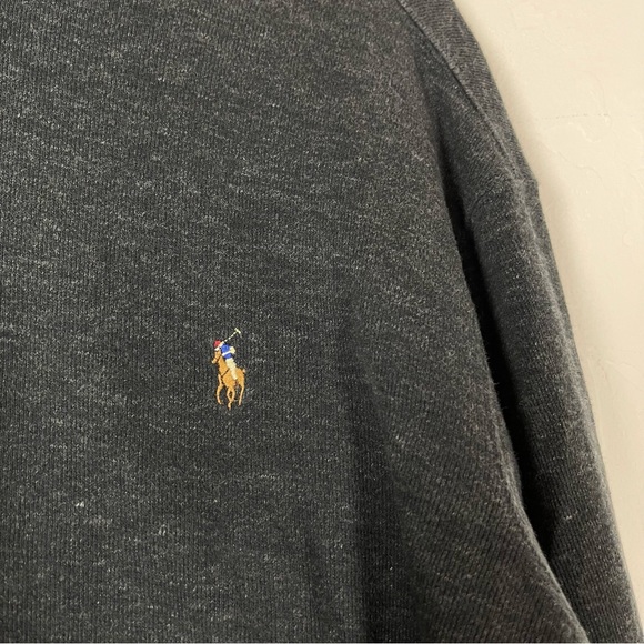 Polo Ralph Lauren Sweater Pullover Jacket Ribbed Charcoal Gray Heather Marled - Picture 3 of 10
